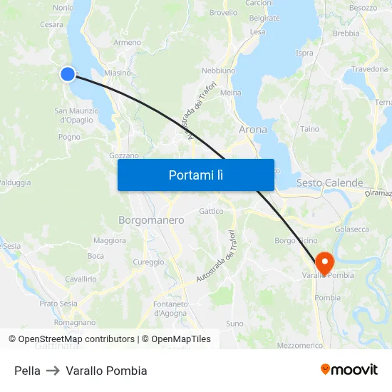 Pella to Varallo Pombia map