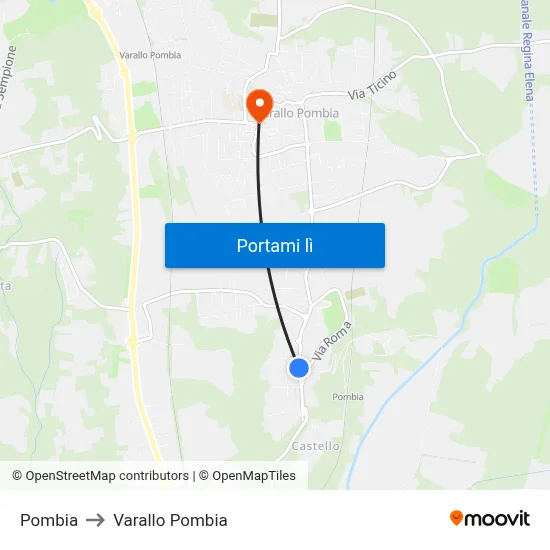 Pombia to Varallo Pombia map