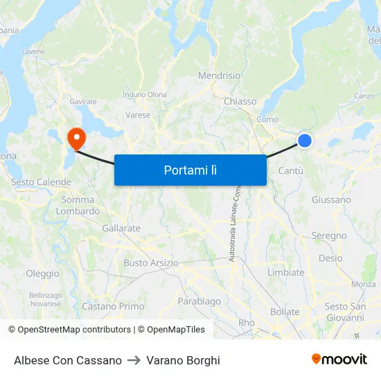 Albese Con Cassano to Varano Borghi map