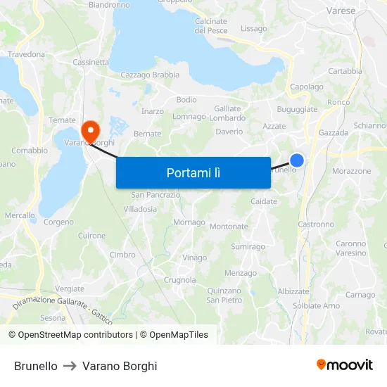 Brunello to Varano Borghi map