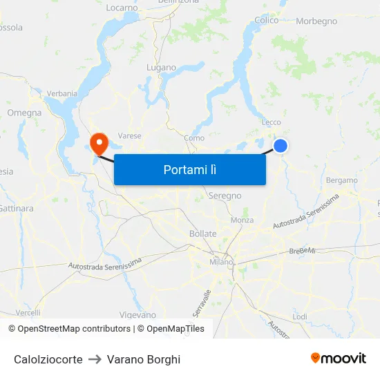Calolziocorte to Varano Borghi map