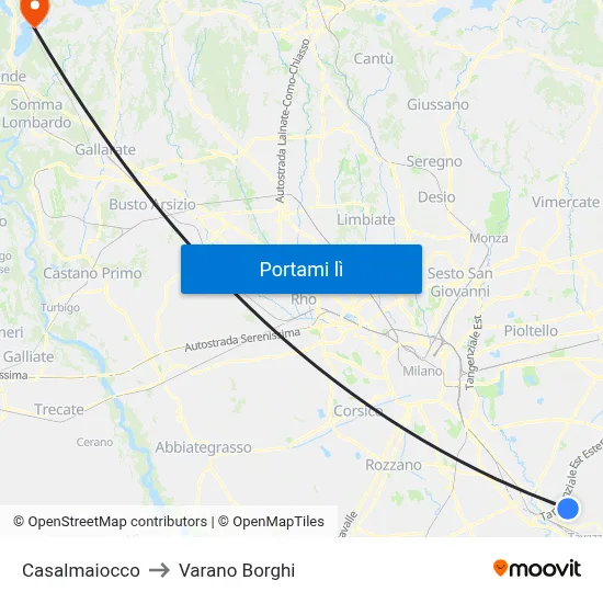 Casalmaiocco to Varano Borghi map