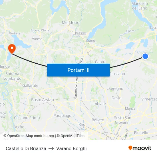 Castello Di Brianza to Varano Borghi map