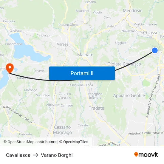 Cavallasca to Varano Borghi map