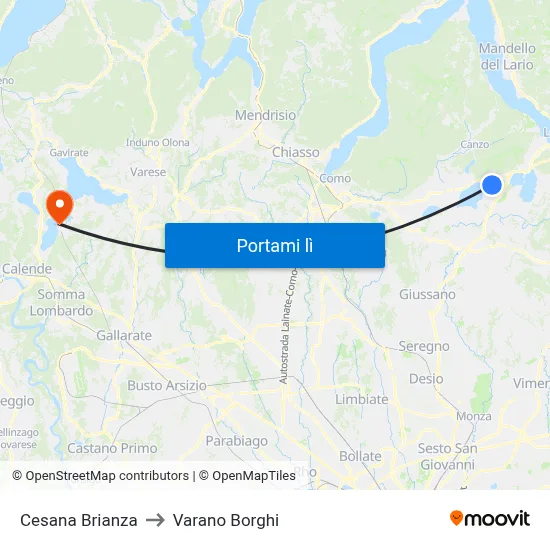 Cesana Brianza to Varano Borghi map