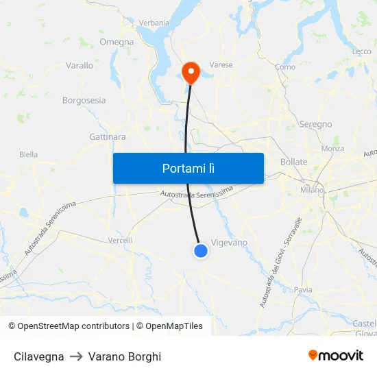 Cilavegna to Varano Borghi map