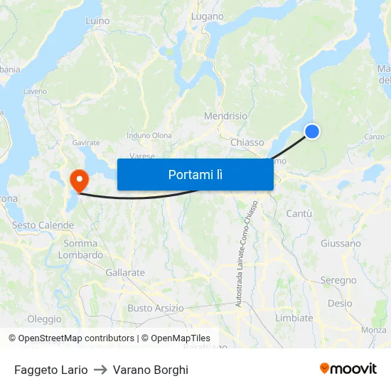 Faggeto Lario to Varano Borghi map