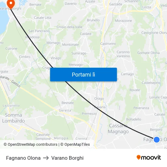Fagnano Olona to Varano Borghi map