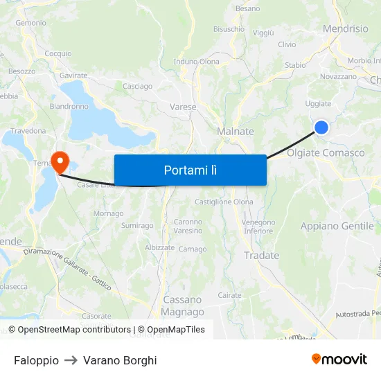 Faloppio to Varano Borghi map
