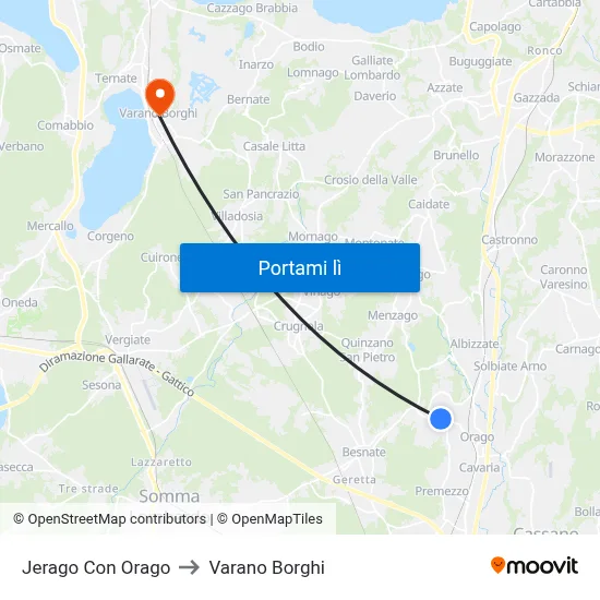 Jerago Con Orago to Varano Borghi map