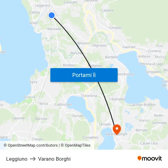 Leggiuno to Varano Borghi map