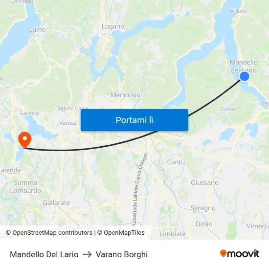 Mandello Del Lario to Varano Borghi map
