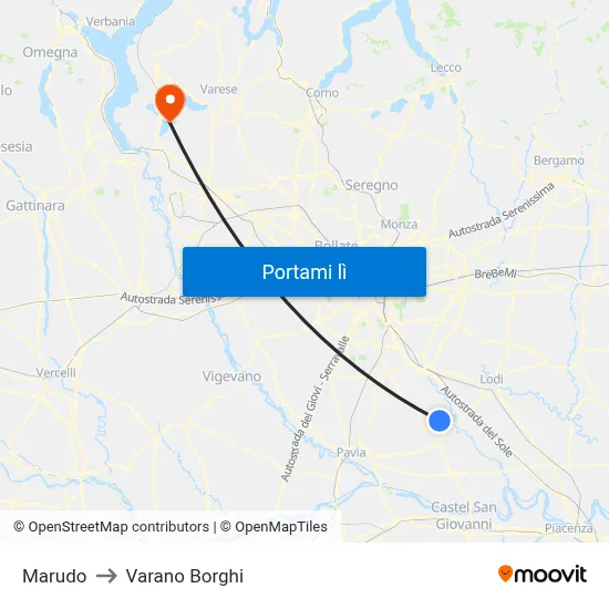 Marudo to Varano Borghi map