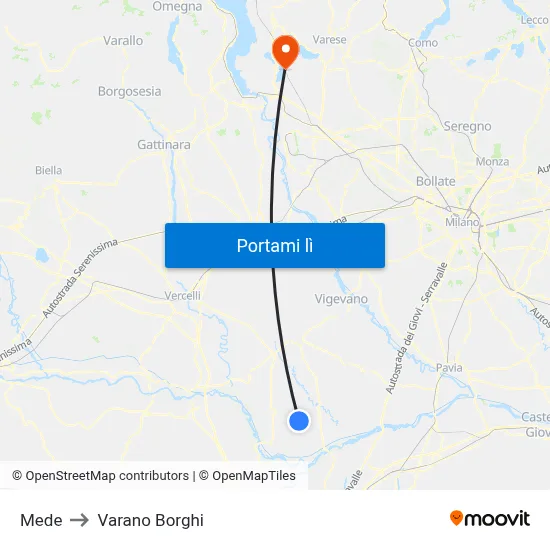 Mede to Varano Borghi map