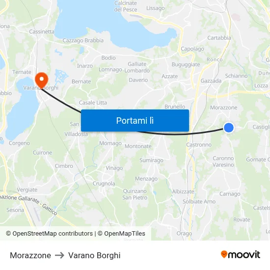 Morazzone to Varano Borghi map