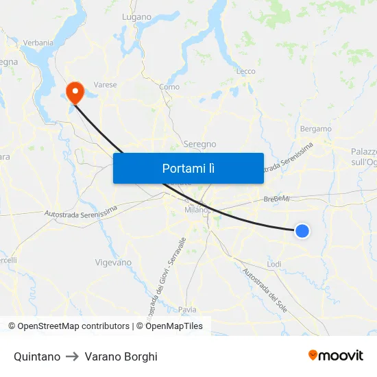 Quintano to Varano Borghi map