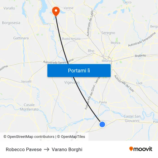 Robecco Pavese to Varano Borghi map