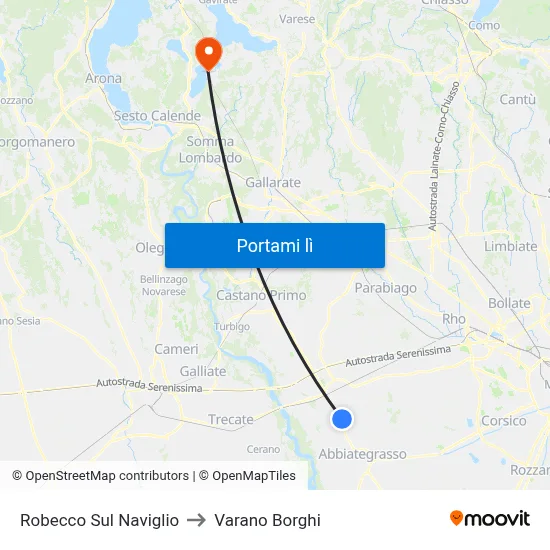 Robecco Sul Naviglio to Varano Borghi map