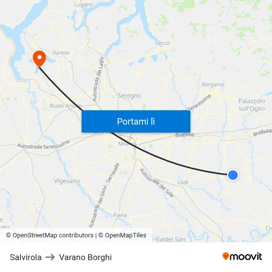Salvirola to Varano Borghi map