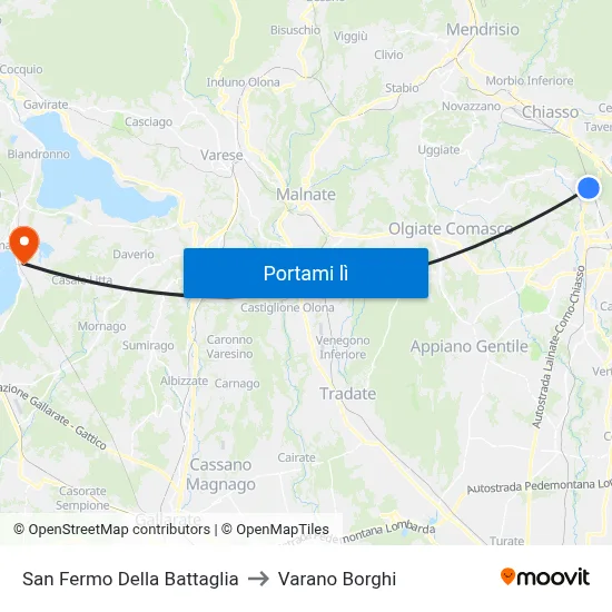 San Fermo Della Battaglia to Varano Borghi map