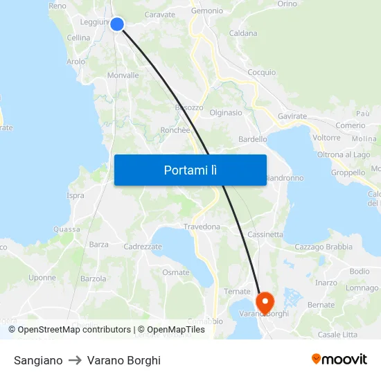 Sangiano to Varano Borghi map