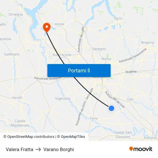 Valera Fratta to Varano Borghi map