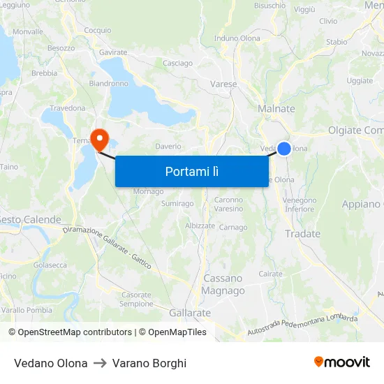 Vedano Olona to Varano Borghi map