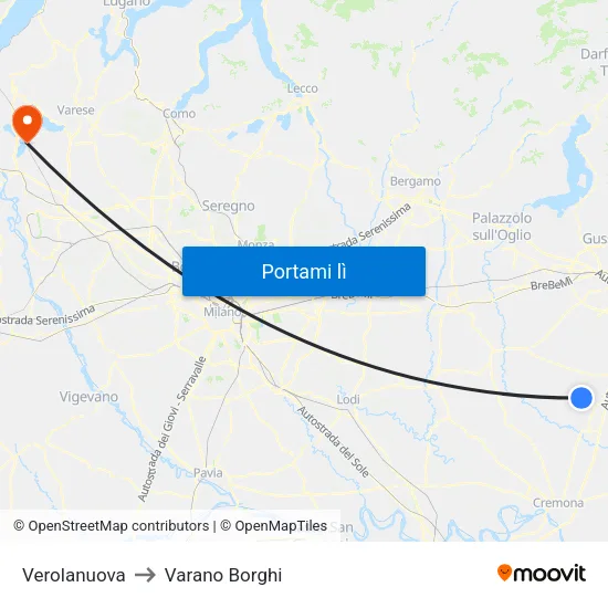 Verolanuova to Varano Borghi map
