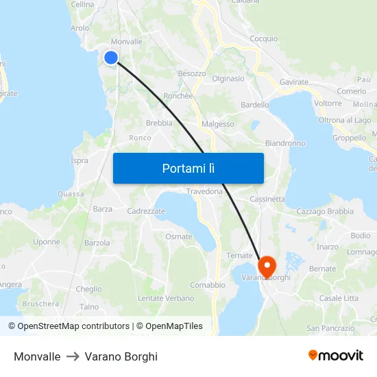 Monvalle to Varano Borghi map