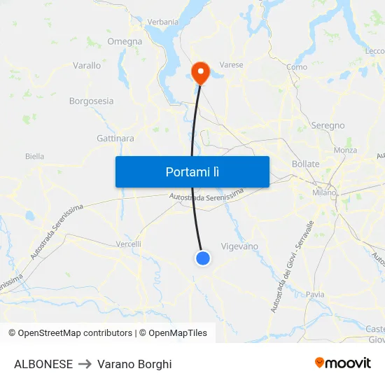 ALBONESE to Varano Borghi map