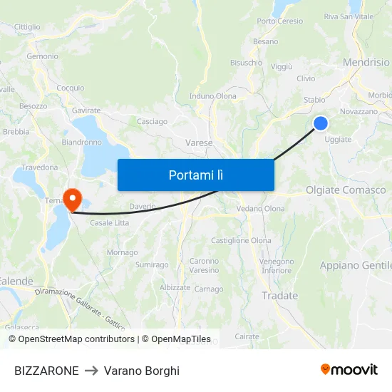 BIZZARONE to Varano Borghi map