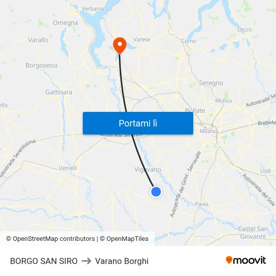 BORGO SAN SIRO to Varano Borghi map