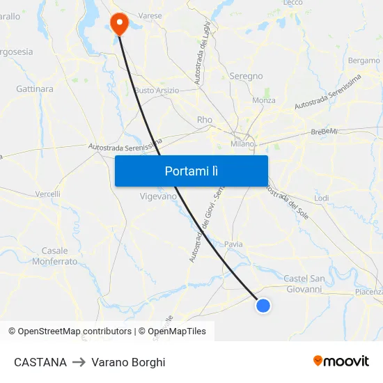 CASTANA to Varano Borghi map
