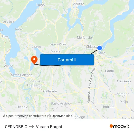 CERNOBBIO to Varano Borghi map