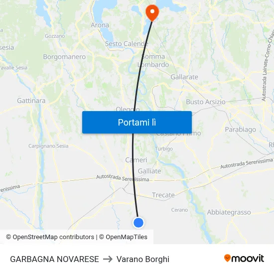 GARBAGNA NOVARESE to Varano Borghi map