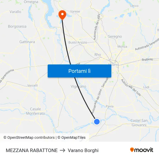 MEZZANA RABATTONE to Varano Borghi map
