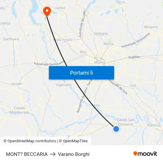 MONT? BECCARIA to Varano Borghi map