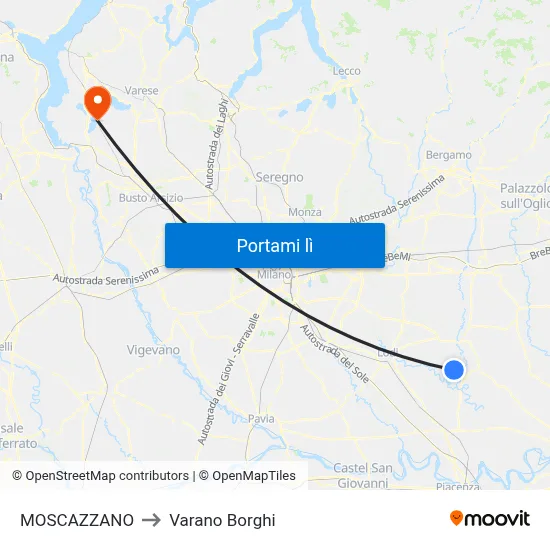 MOSCAZZANO to Varano Borghi map