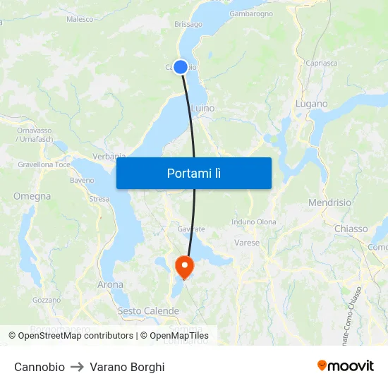 Cannobio to Varano Borghi map