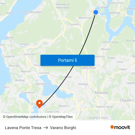 Lavena Ponte Tresa to Varano Borghi map