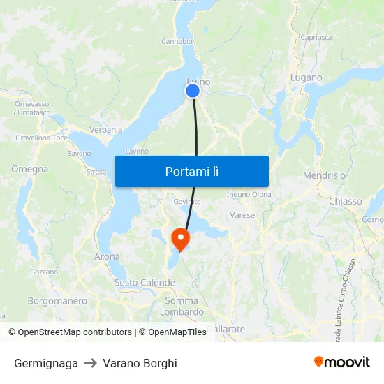 Germignaga to Varano Borghi map