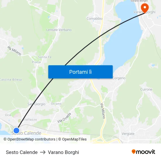 Sesto Calende to Varano Borghi map