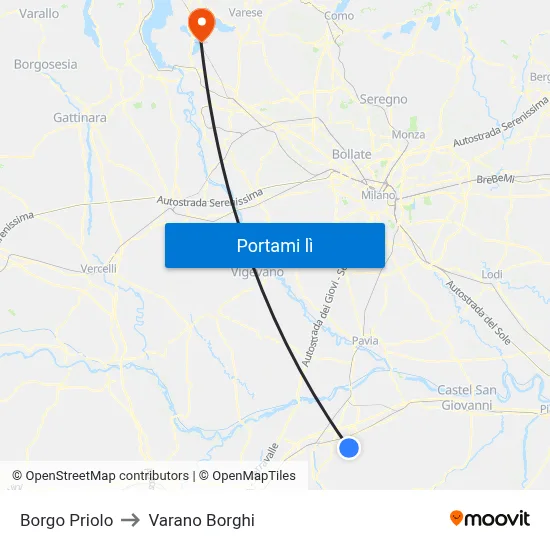 Borgo Priolo to Varano Borghi map