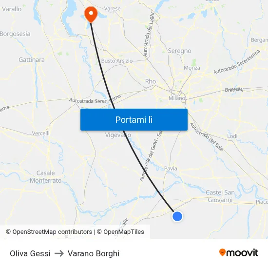 Oliva Gessi to Varano Borghi map