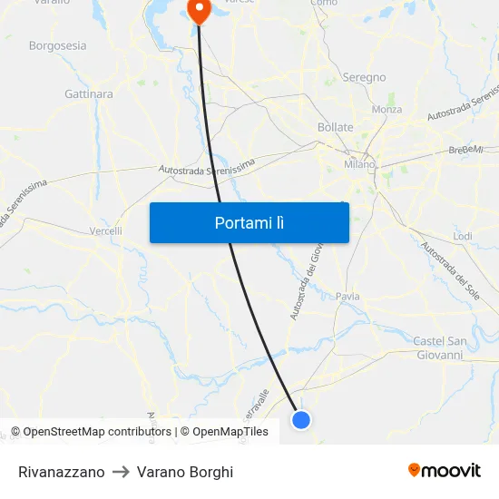 Rivanazzano to Varano Borghi map