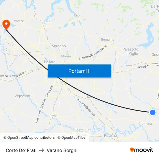 Corte De' Frati to Varano Borghi map