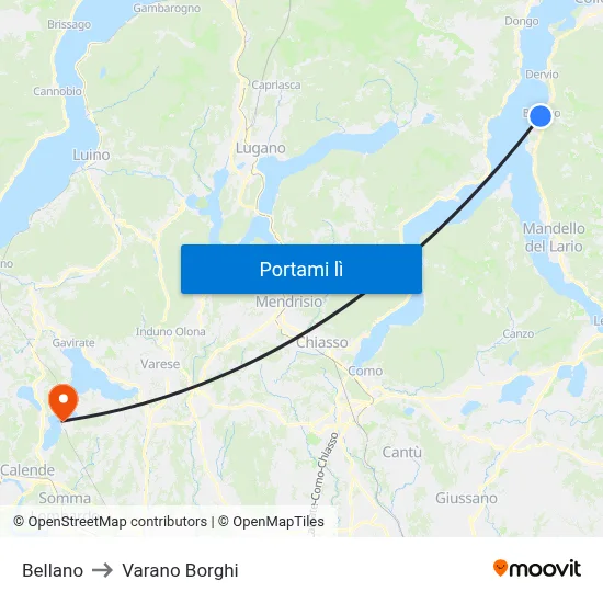 Bellano to Varano Borghi map