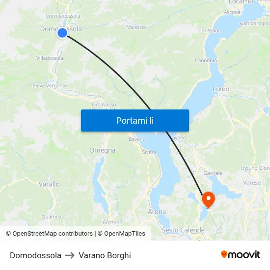 Domodossola to Varano Borghi map