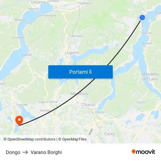 Dongo to Varano Borghi map
