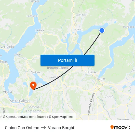 Claino Con Osteno to Varano Borghi map
